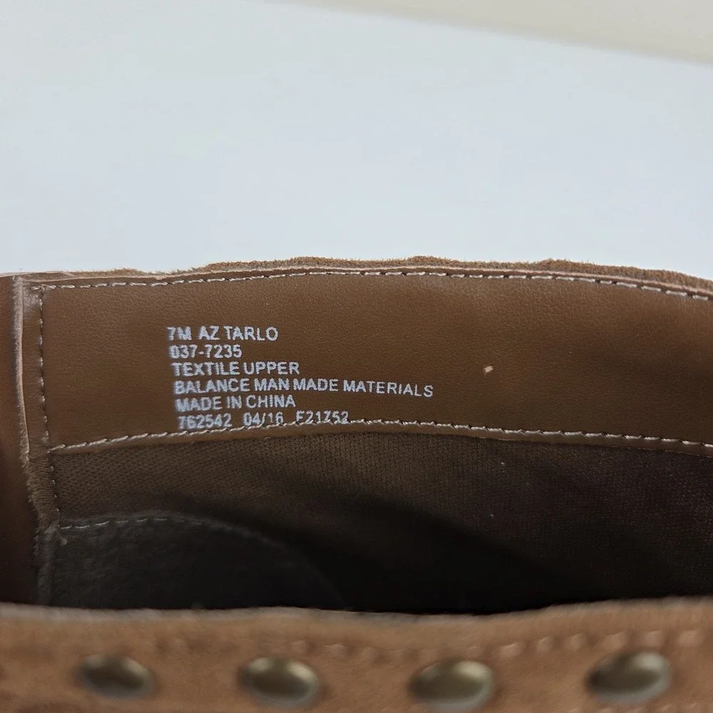 Arizona Tarlo Moccasin Style Faux Suede Fringe Ankle Boot Bootie Brown Womens 7M
